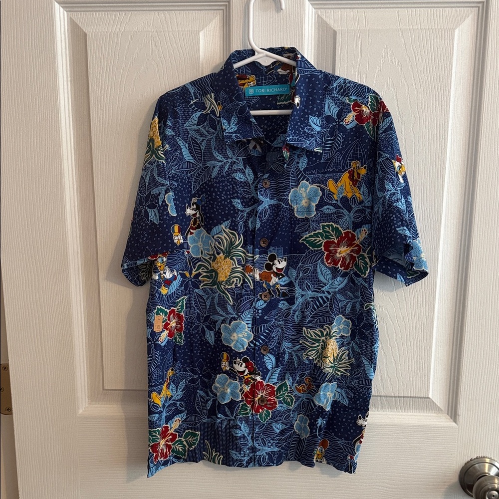 Tori Richard Disney Blue Floral Kids Button Down Shirt